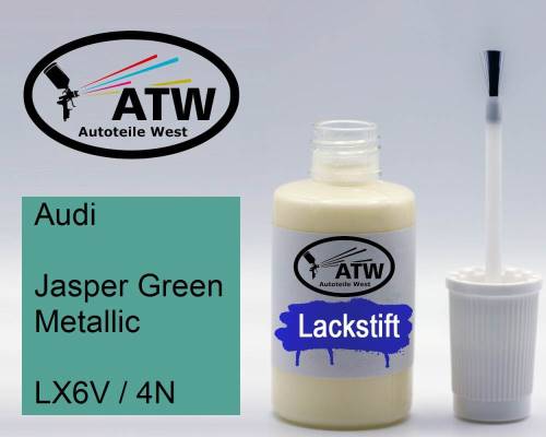 Audi, Jasper Green Metallic, LX6V / 4N: 20ml Lackstift, von ATW Autoteile West.